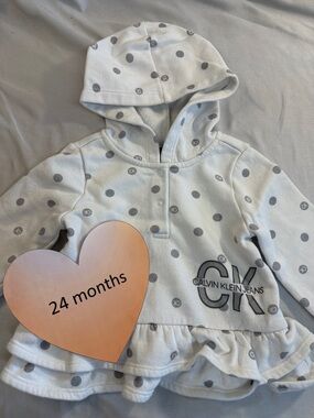 Calvin Klein Jeans - Kids 24 month - Grey Polka Dot Hoodie